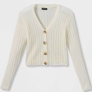 Girls' cream NWOT Boxy Cropped Cardigan Sweater by art class, size L 10/12